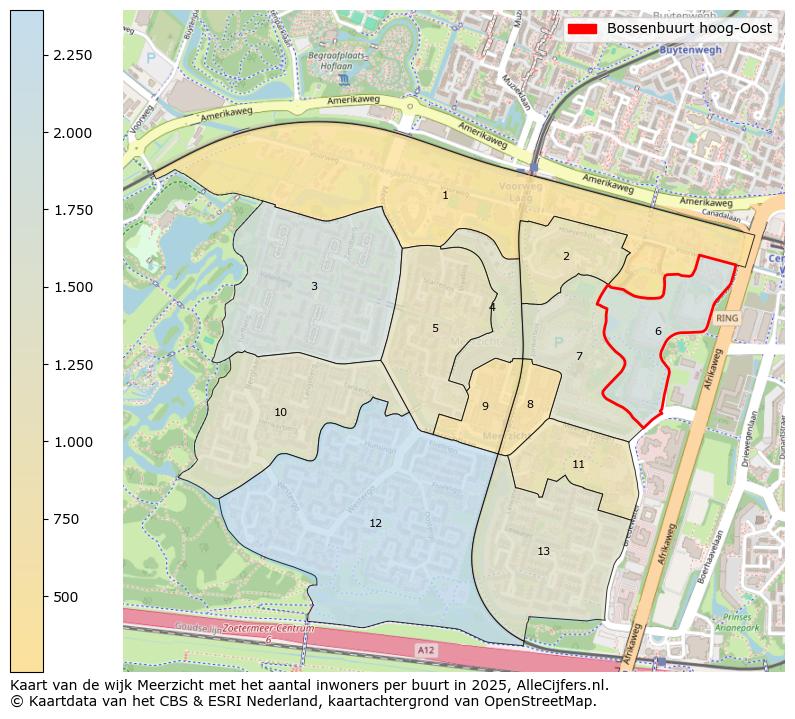 Afbeelding van de Bossenbuurt hoog-Oost op de kaart.