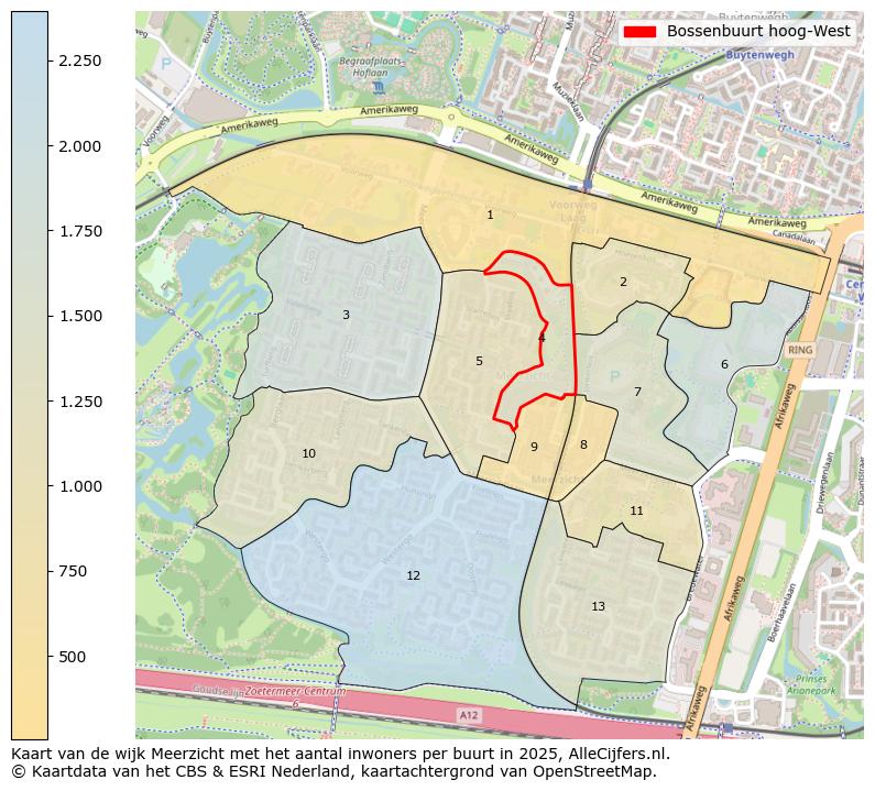 Afbeelding van de Bossenbuurt hoog-West op de kaart.
