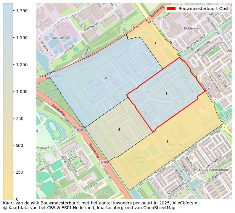 Afbeelding van de Bouwmeesterbuurt Oost op de kaart.