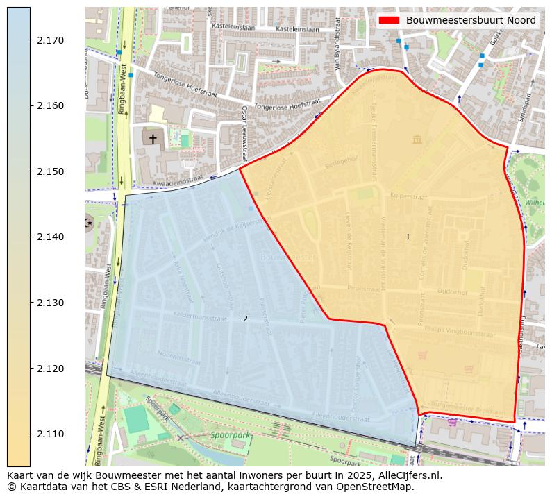 Afbeelding van de Bouwmeestersbuurt Noord op de kaart.