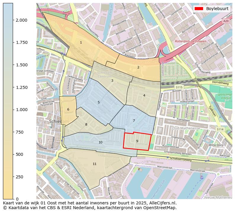 Afbeelding van de Boylebuurt op de kaart.