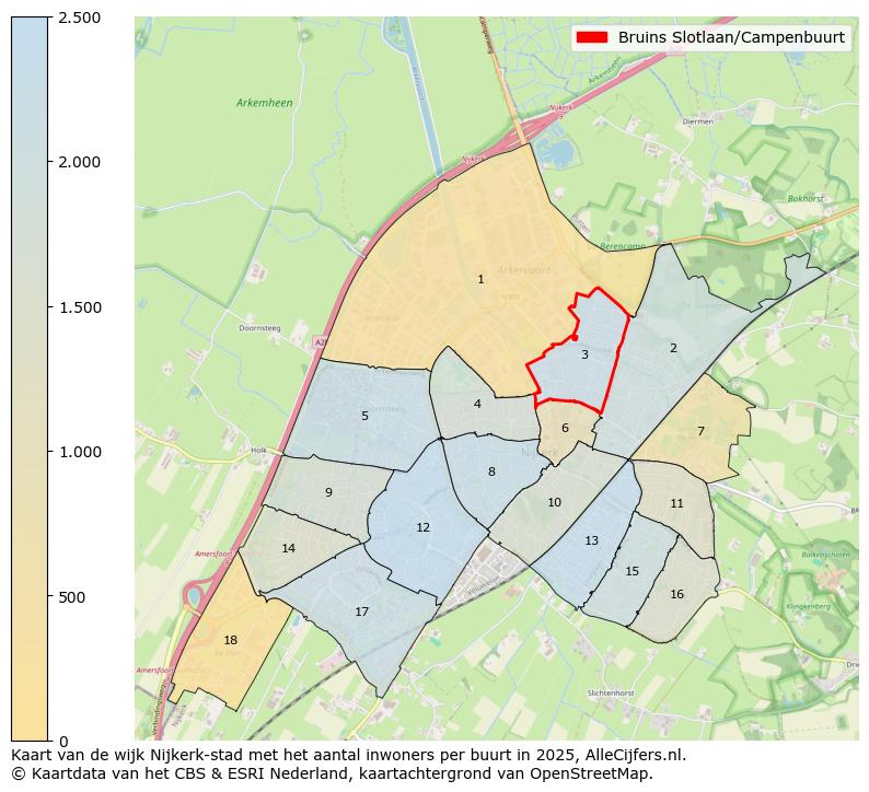Afbeelding van de Bruins Slotlaan/Campenbuurt op de kaart.