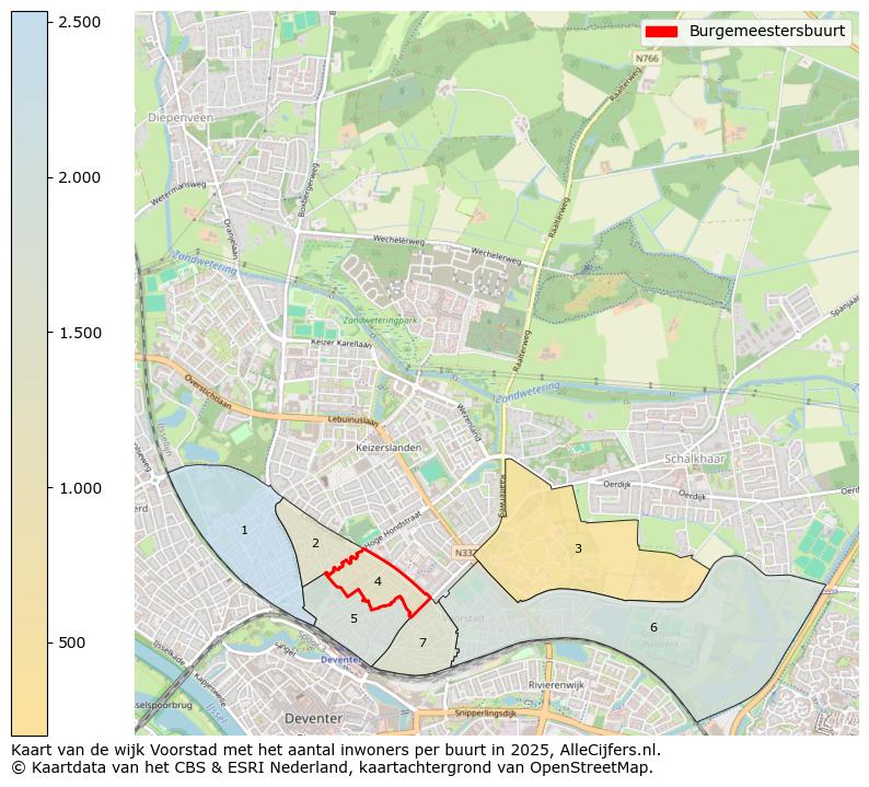Afbeelding van de Burgemeestersbuurt op de kaart.