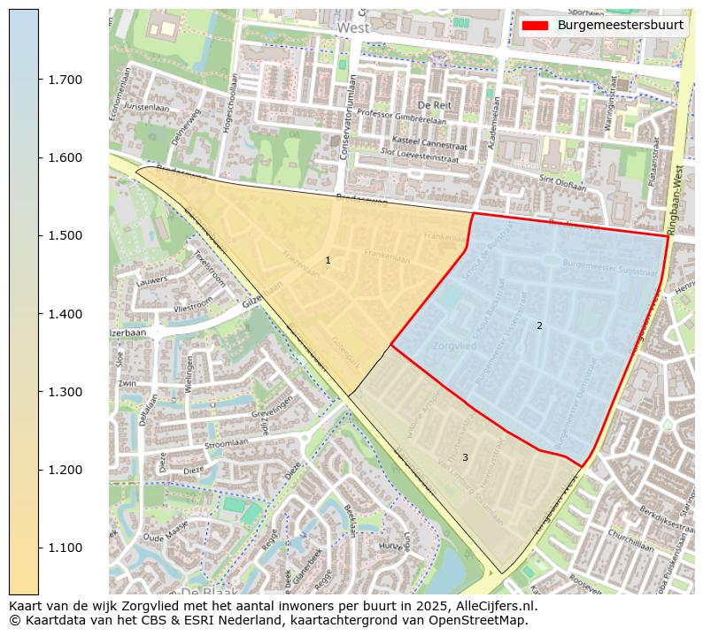 Afbeelding van de Burgemeestersbuurt op de kaart.