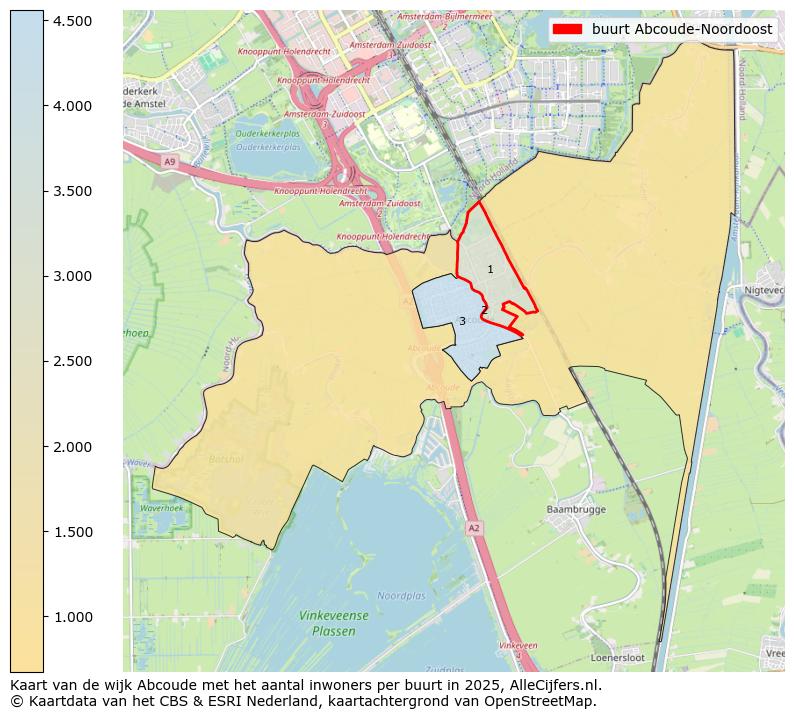 Afbeelding van de buurt Abcoude-Noordoost op de kaart.