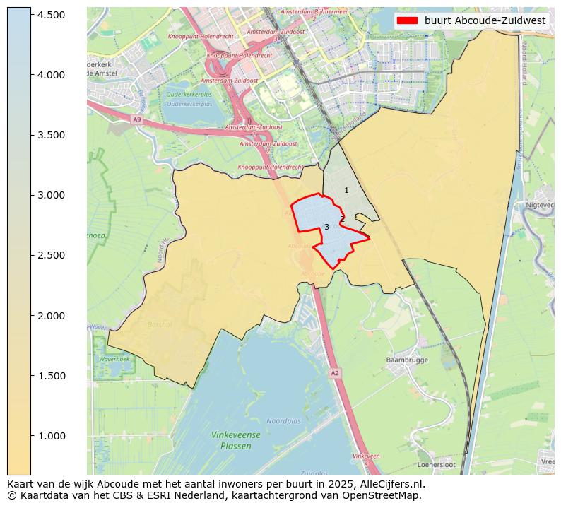 Afbeelding van de buurt Abcoude-Zuidwest op de kaart.