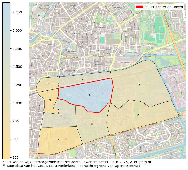 Afbeelding van de buurt Achter de Hoven op de kaart.