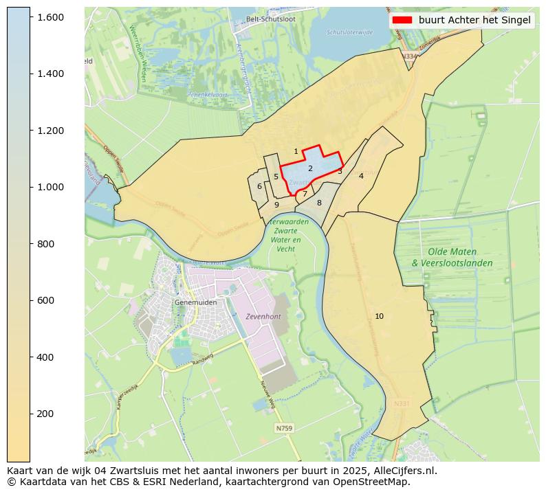 Afbeelding van de buurt Achter het Singel op de kaart.