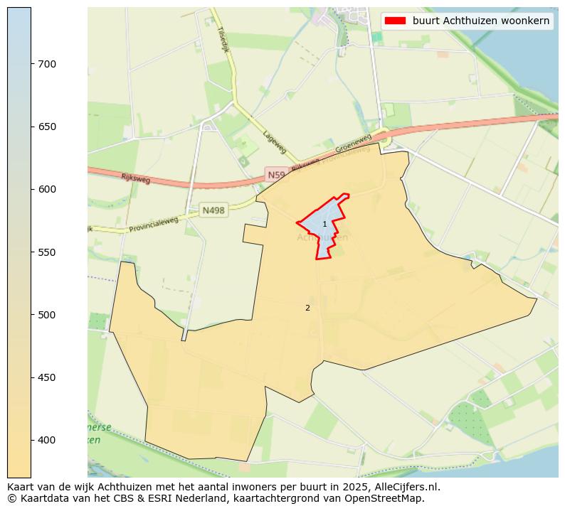 Afbeelding van de buurt Achthuizen woonkern op de kaart.