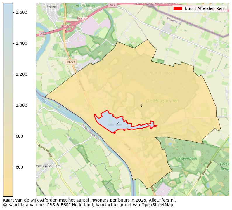 Afbeelding van de buurt Afferden Kern op de kaart.