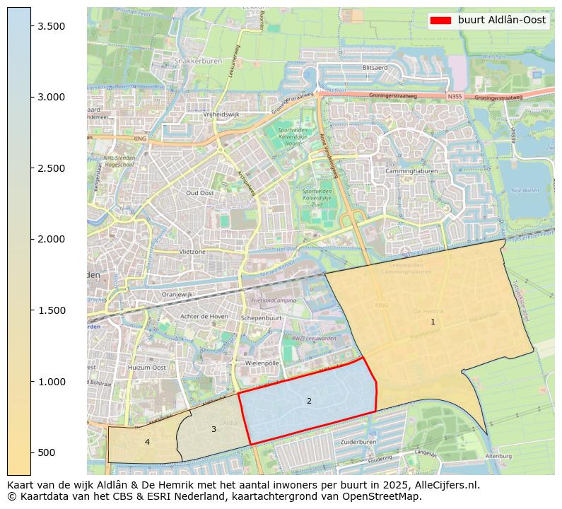 Afbeelding van de buurt Aldlân-Oost op de kaart.