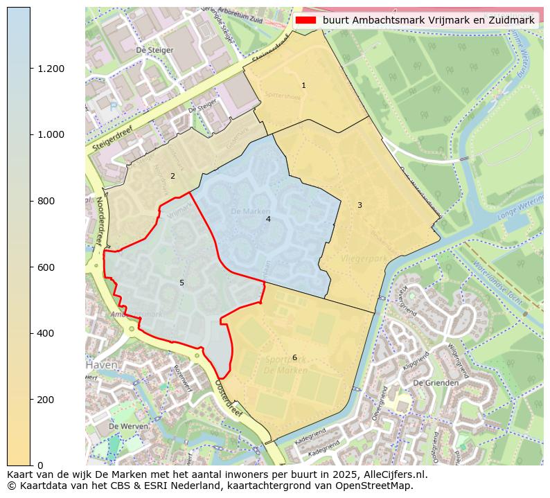 Afbeelding van de buurt Ambachtsmark Vrijmark en Zuidmark op de kaart.