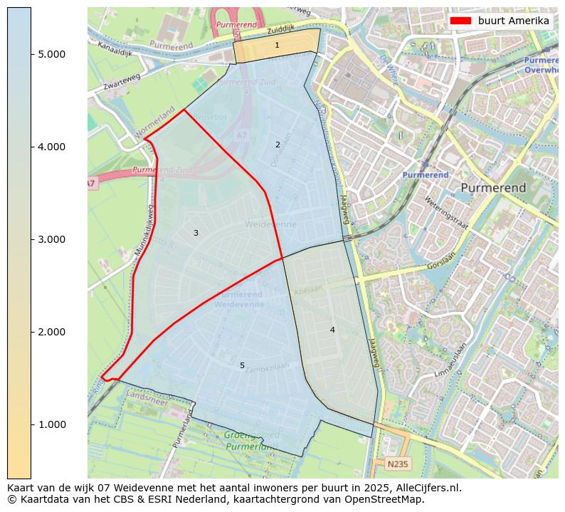Afbeelding van de buurt Amerika op de kaart.