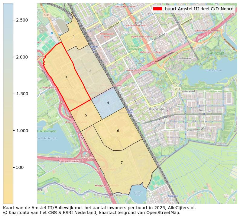 Afbeelding van de buurt Amstel III deel C/D-Noord op de kaart.