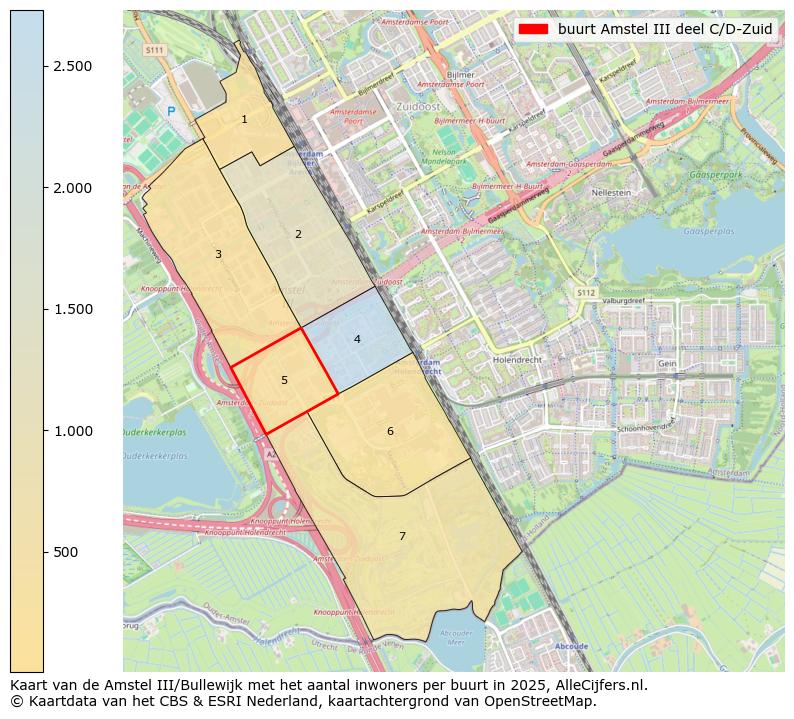 Afbeelding van de buurt Amstel III deel C/D-Zuid op de kaart.
