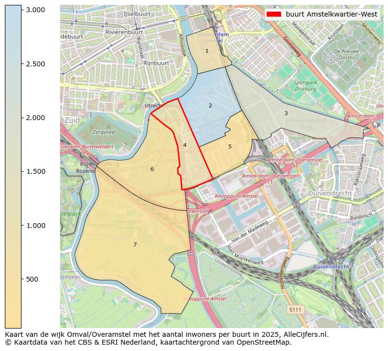 Afbeelding van de buurt Amstelkwartier-West op de kaart.