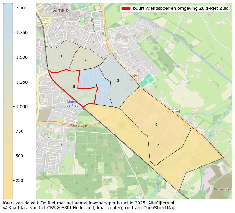 Afbeelding van de buurt Arendsboer en omgeving Zuid-Riet Zuid op de kaart.