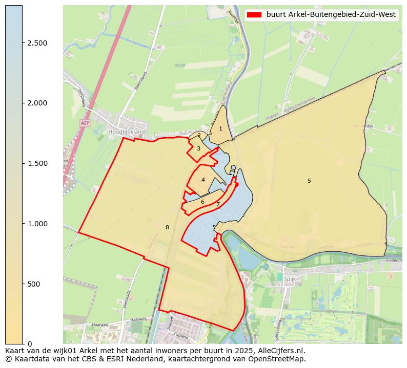 Afbeelding van de buurt Arkel-Buitengebied-Zuid-West op de kaart.