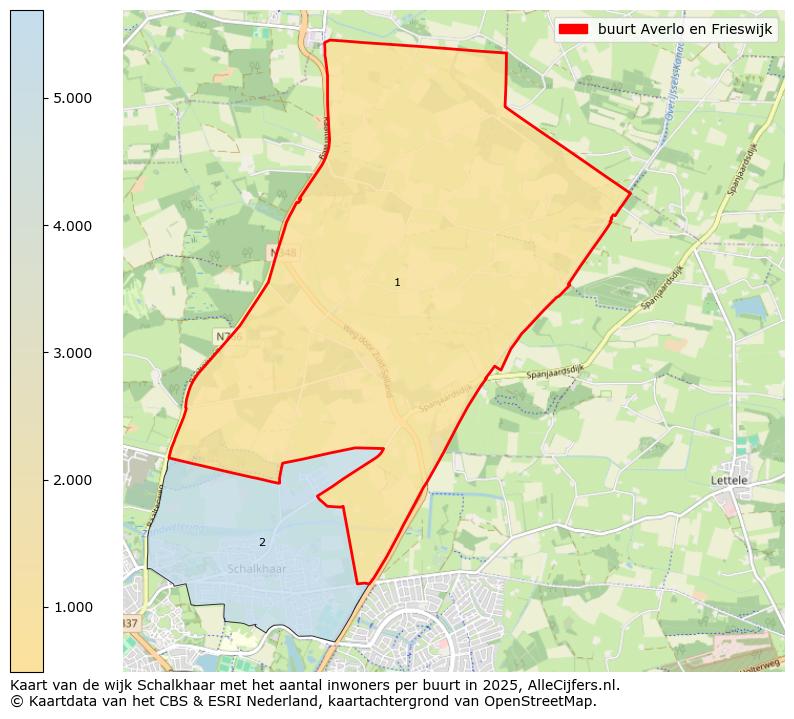 Afbeelding van de buurt Averlo en Frieswijk op de kaart.