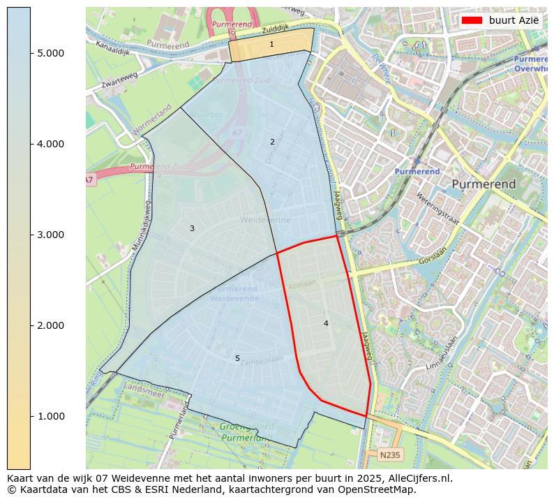 Afbeelding van de buurt Azië op de kaart.