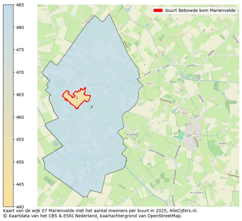 Afbeelding van de buurt Bebowde kom Marienvelde op de kaart.