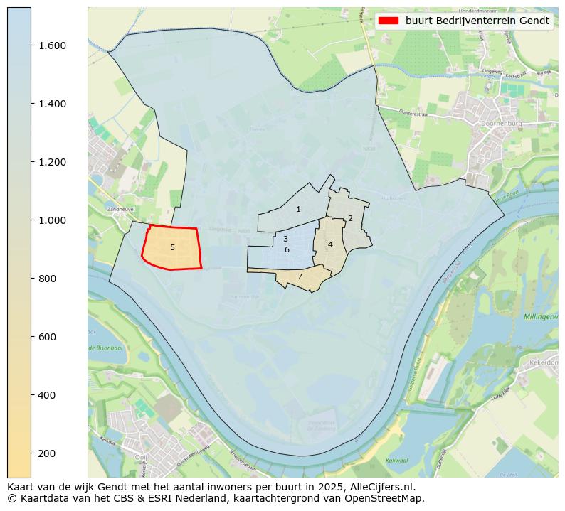 Afbeelding van de buurt Bedrijventerrein Gendt op de kaart.