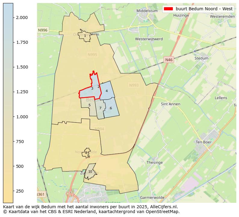 Afbeelding van de buurt Bedum Noord - West op de kaart.
