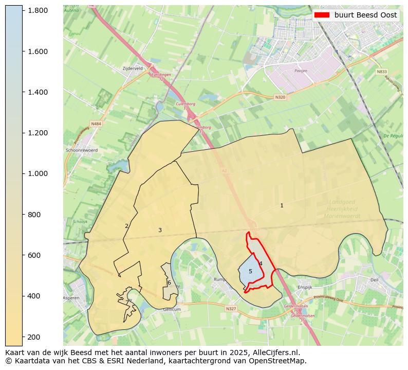 Afbeelding van de buurt Beesd Oost op de kaart.