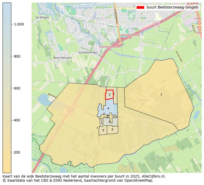Afbeelding van de buurt Beetsterzwaag-Singels op de kaart.