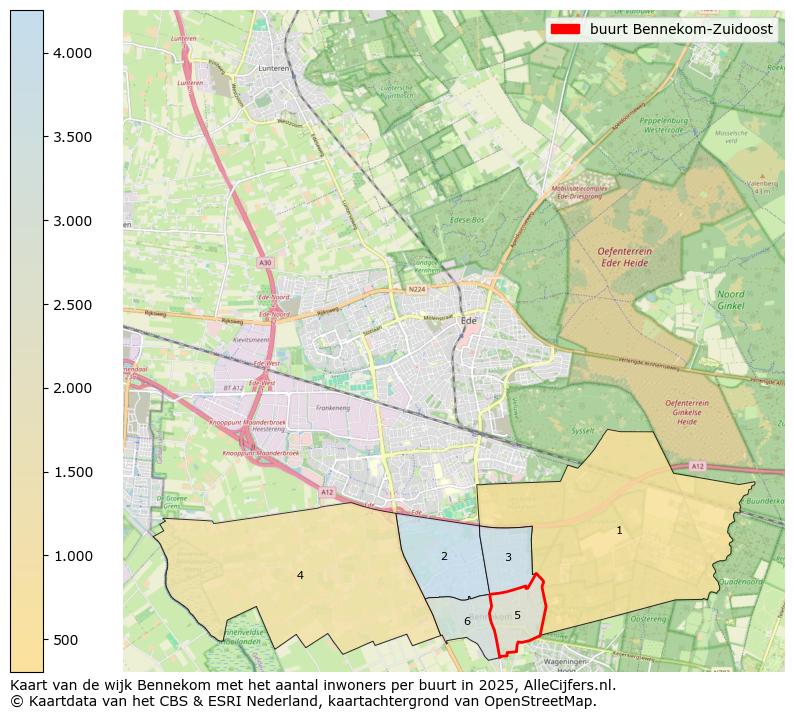 Afbeelding van de buurt Bennekom-Zuidoost op de kaart.
