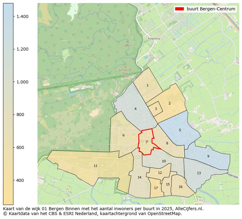 Afbeelding van de buurt Bergen-Centrum op de kaart.