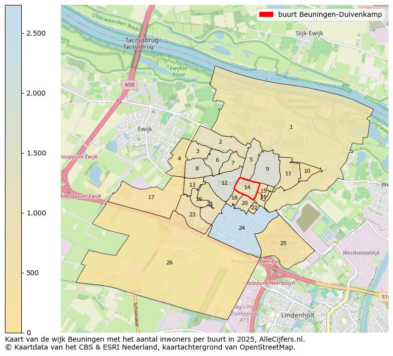 Afbeelding van de buurt Beuningen-Duivenkamp op de kaart.