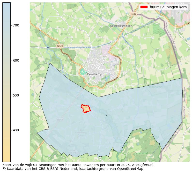 Afbeelding van de buurt Beuningen kern op de kaart.