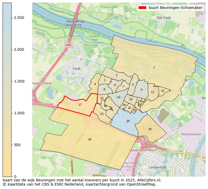 Afbeelding van de buurt Beuningen-Schoenaker op de kaart.