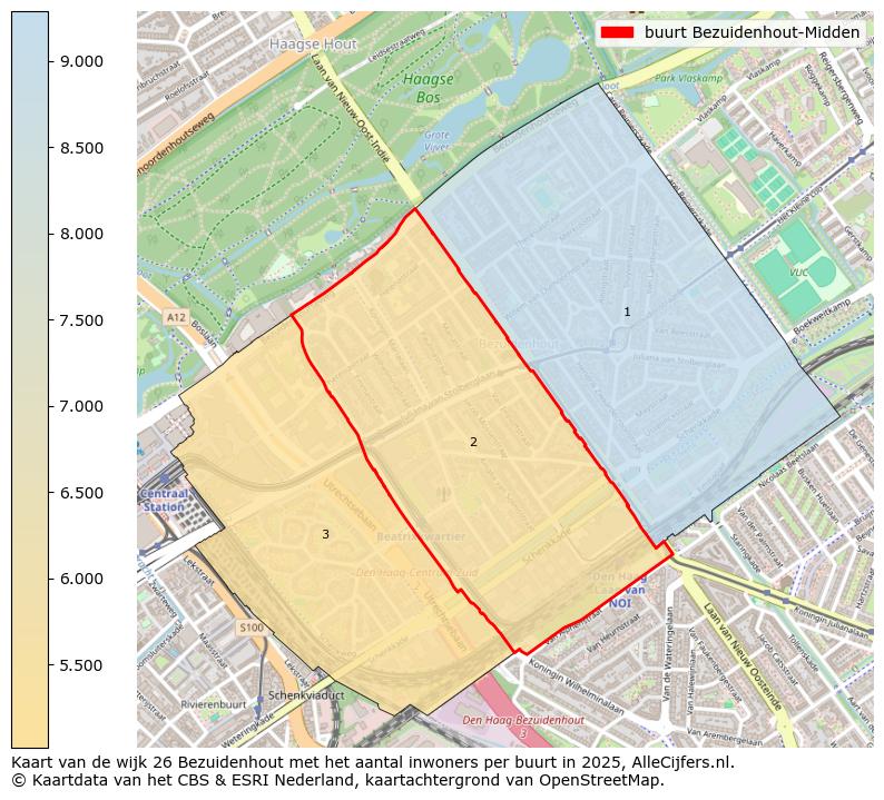 Afbeelding van de buurt Bezuidenhout-Midden op de kaart.