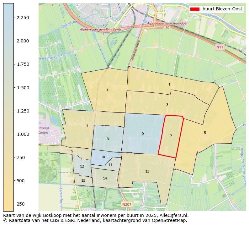 Afbeelding van de buurt Biezen-Oost op de kaart.