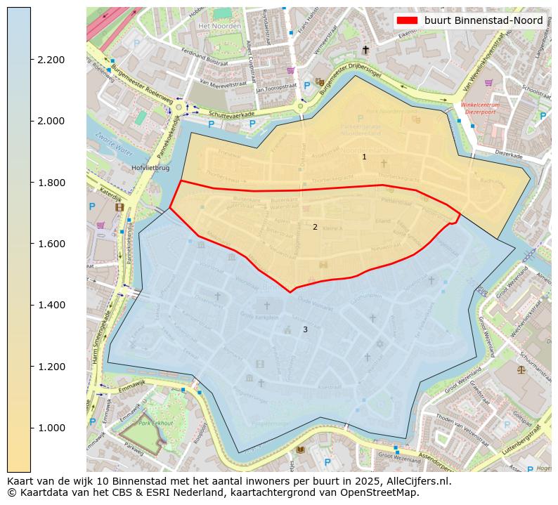 Afbeelding van de buurt Binnenstad-Noord op de kaart.