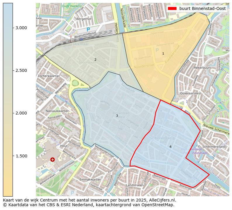 Afbeelding van de buurt Binnenstad-Oost op de kaart.