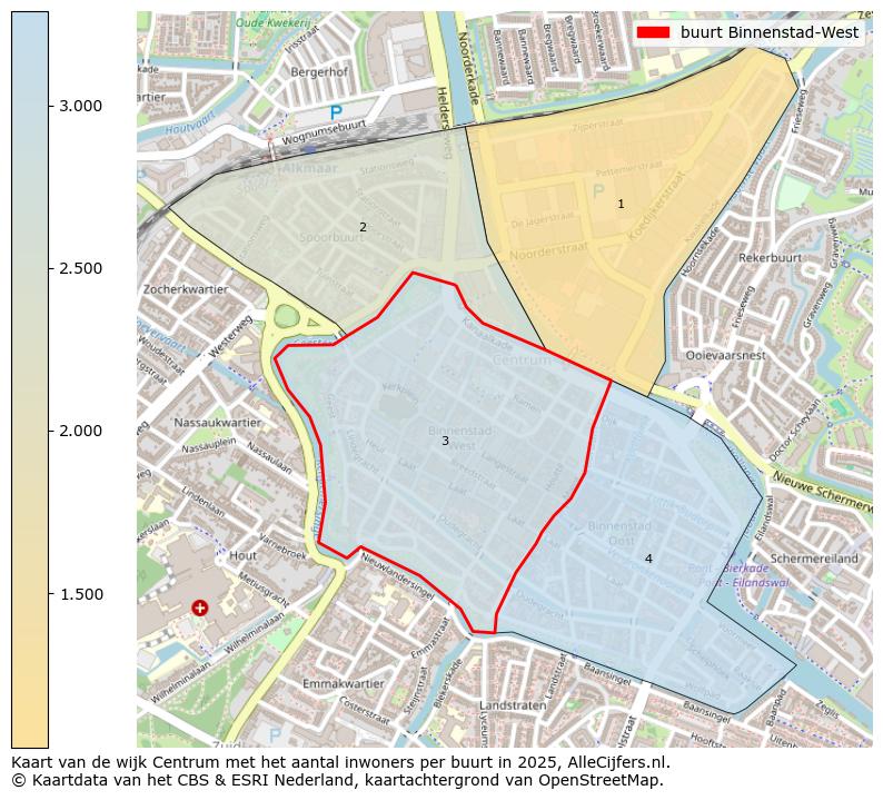 Afbeelding van de buurt Binnenstad-West op de kaart.