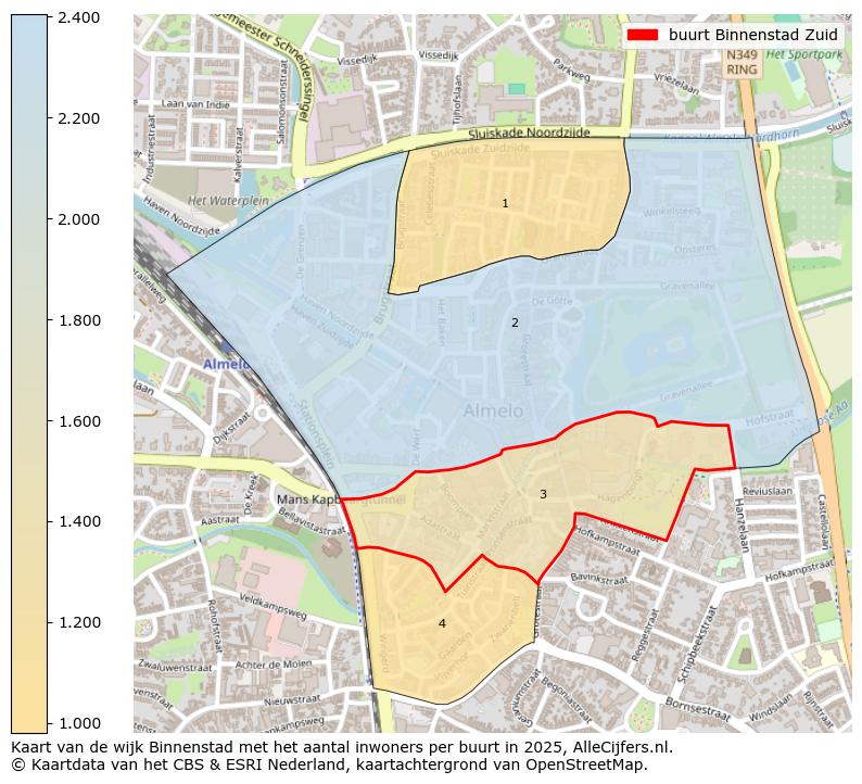Afbeelding van de buurt Binnenstad Zuid op de kaart.