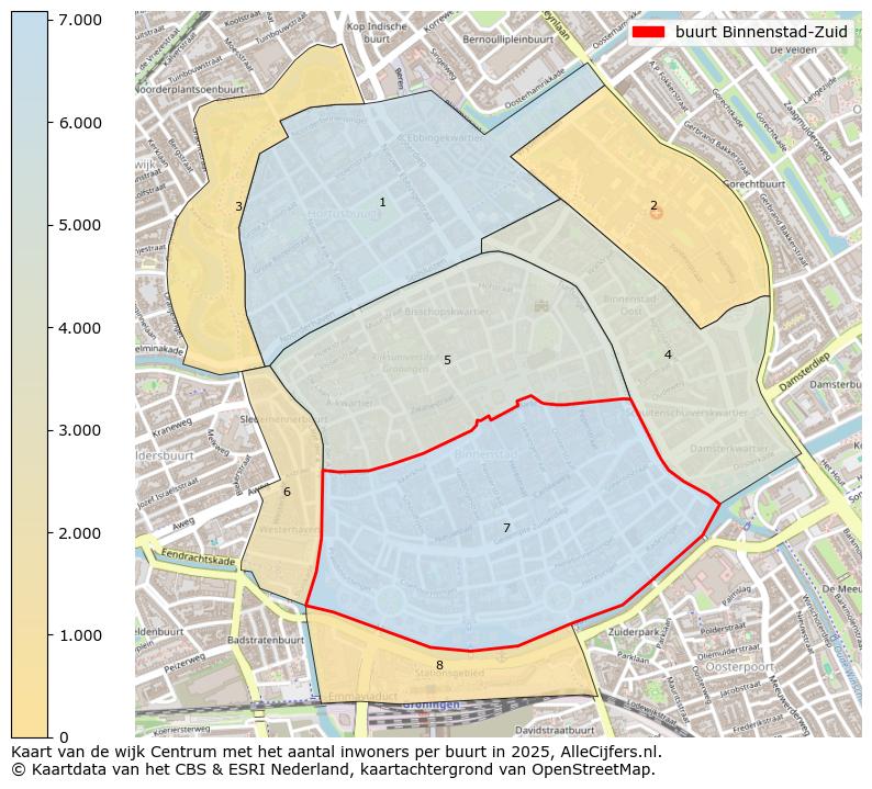 Afbeelding van de buurt Binnenstad-Zuid op de kaart.