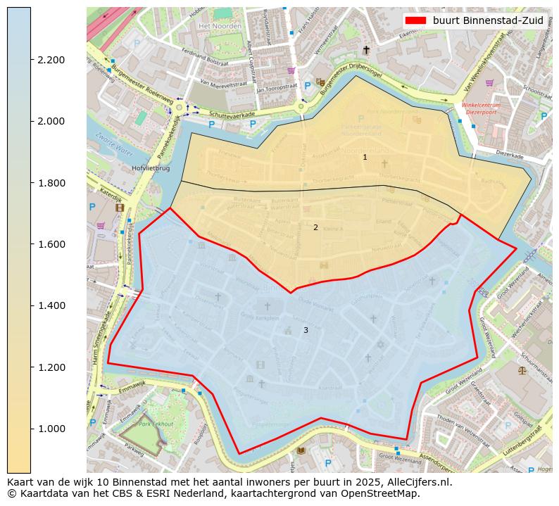 Afbeelding van de buurt Binnenstad-Zuid op de kaart.