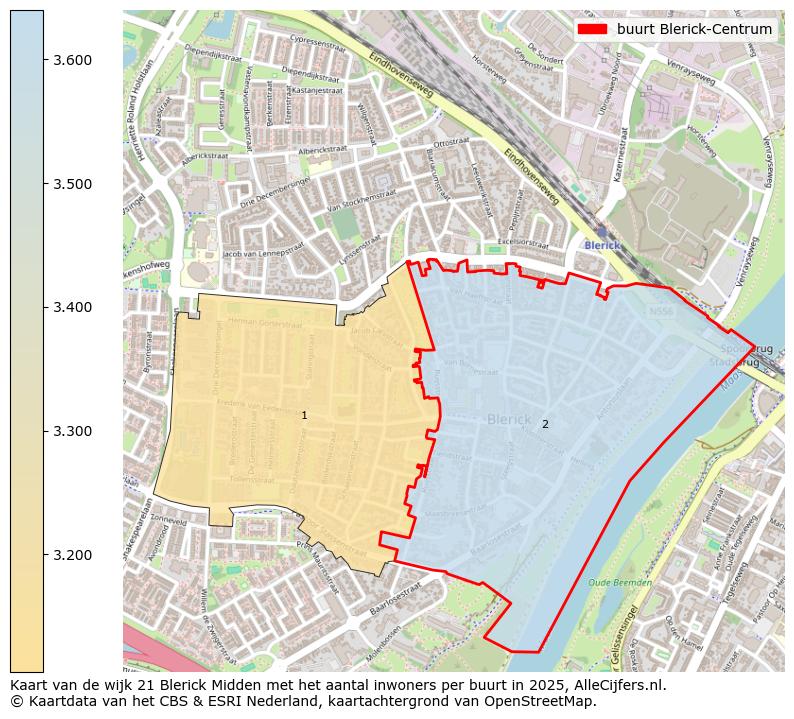 Afbeelding van de buurt Blerick-Centrum op de kaart.