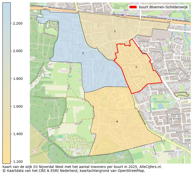 Afbeelding van de buurt Bloemen-Schilderswijk op de kaart.