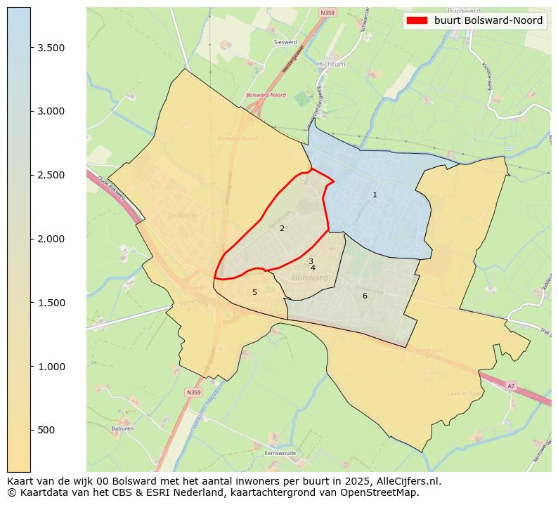 Afbeelding van de buurt Bolsward-Noord op de kaart.