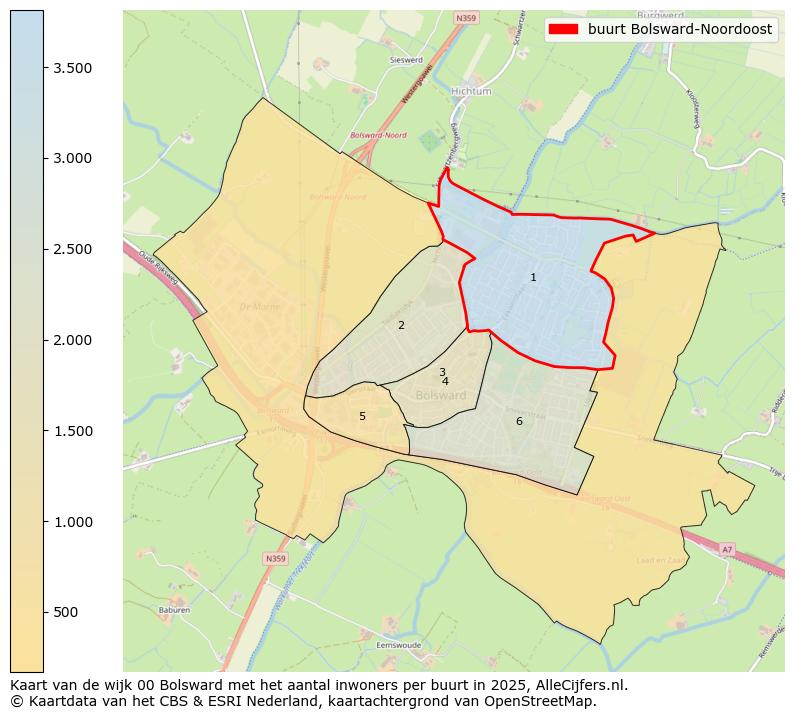 Afbeelding van de buurt Bolsward-Noordoost op de kaart.
