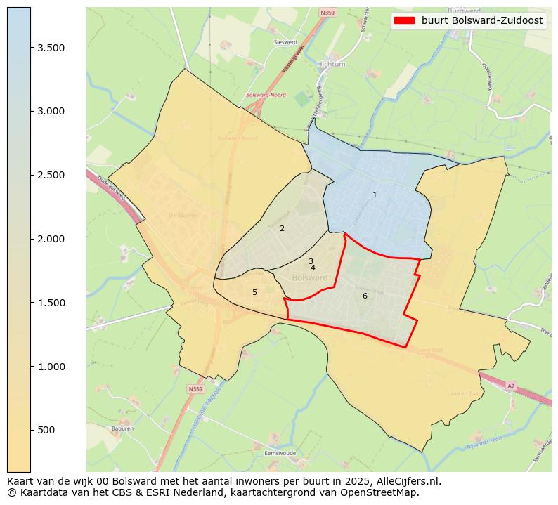 Afbeelding van de buurt Bolsward-Zuidoost op de kaart.