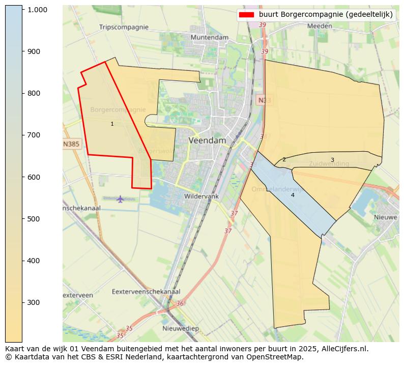 Afbeelding van de buurt Borgercompagnie (gedeeltelijk) op de kaart.