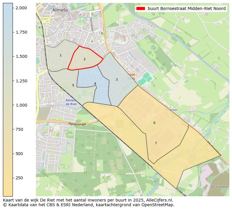 Afbeelding van de buurt Bornsestraat Midden-Riet Noord op de kaart.