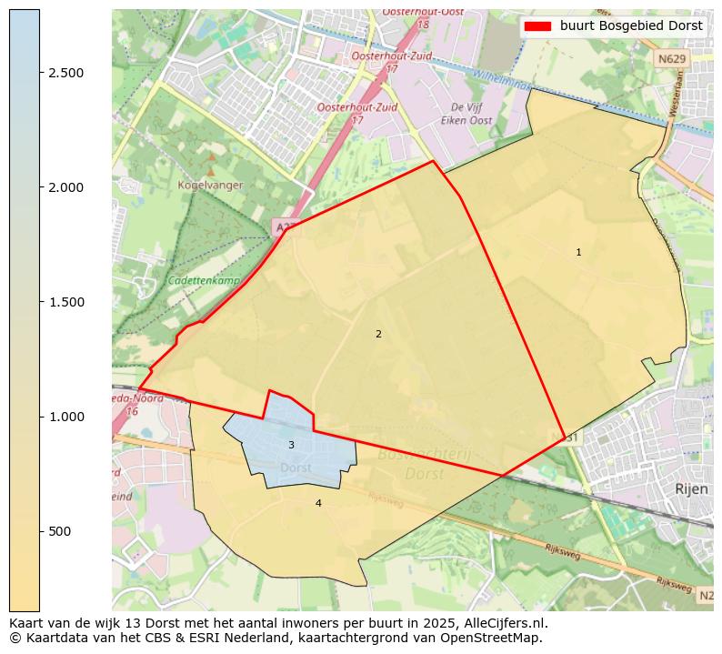 Afbeelding van de buurt Bosgebied Dorst op de kaart.